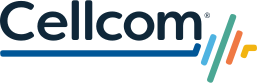 Cellcom logo with colorful lines representing signal waves.