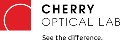 Red square with a black arc on the left side, against a black background.